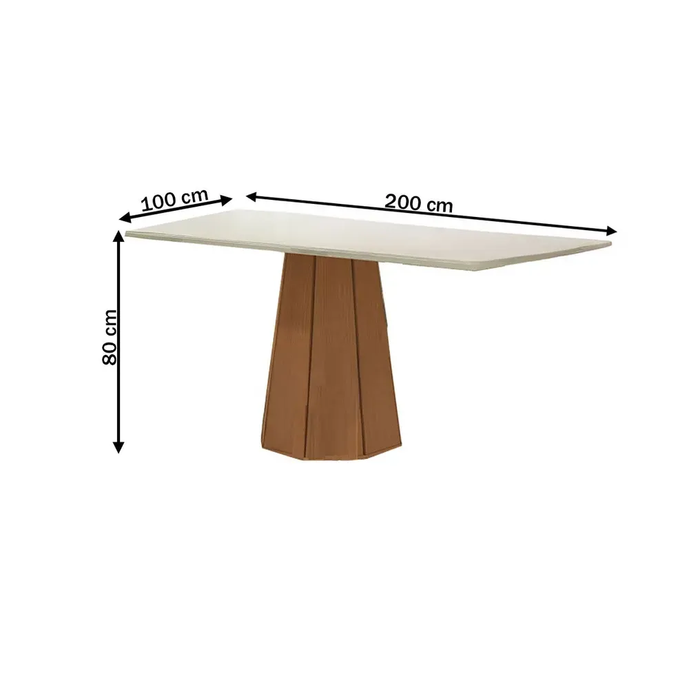 Mesa de Jantar 8 Cadeiras Tiffany com Vidro Canela/Off White/Amendoa - Kappesberg - 3