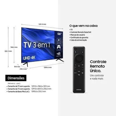 Smart TV 58" UHD 4K 50CU7700 2023, Processador Crystal 4K Gaming Hub Tela sem Limites - Samsung  - 3