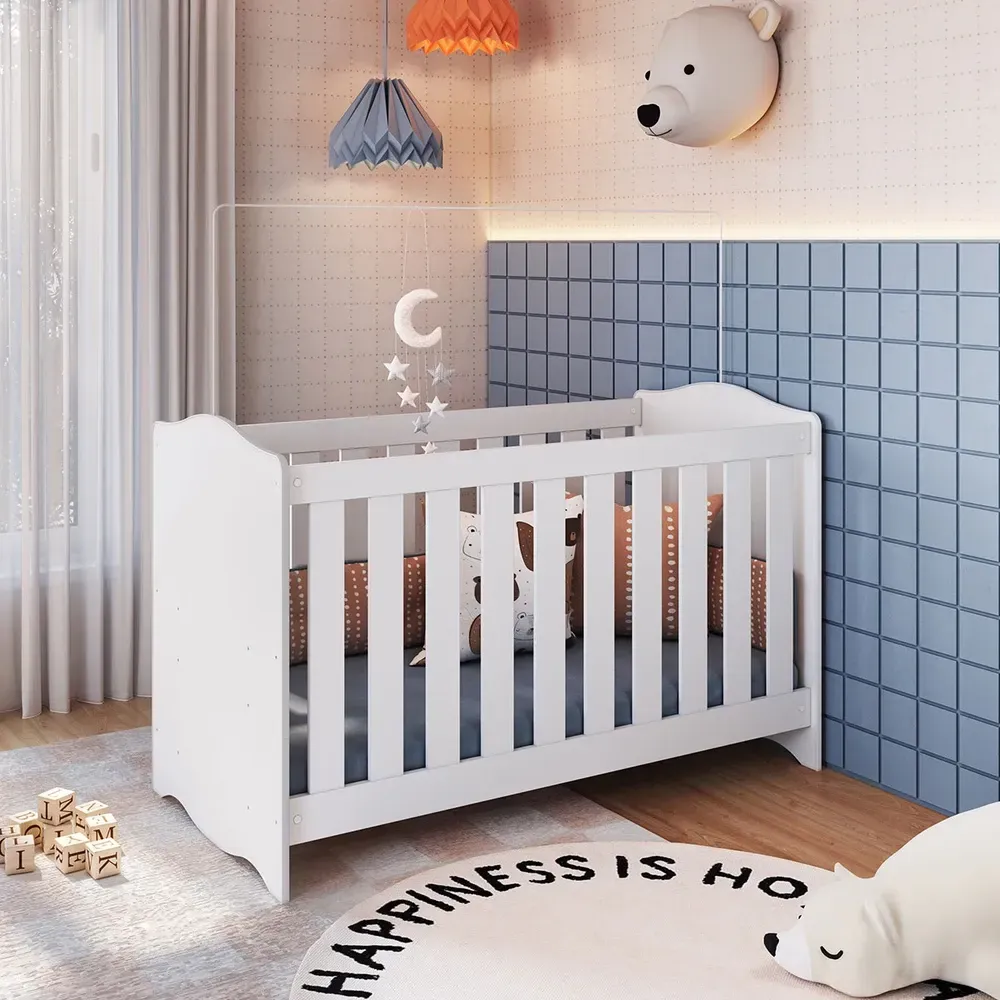 Berço Encanto 3 em 1 com Colchão Branco - Completa Móveis - 1