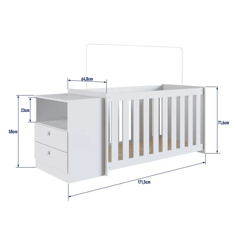 Berço com Cômoda Aconchego 2 Gavetas Branco – Completa Móveis - 3