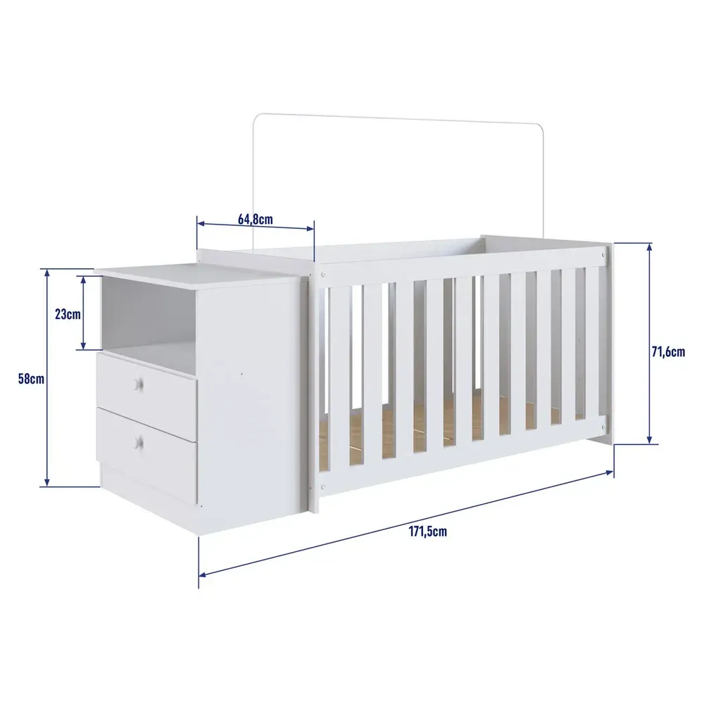 Berço com Cômoda Aconchego 2 Gavetas Branco – Completa Móveis - 3