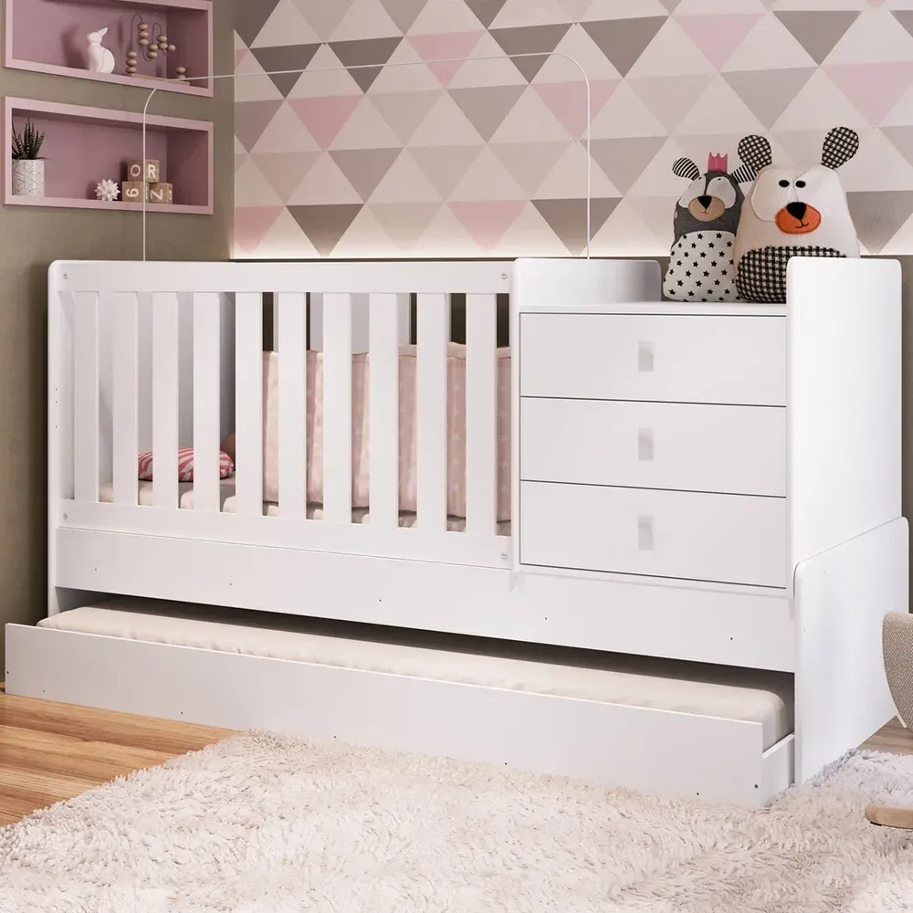 Berço Cama com Auxiliar Branco - Completa Móveis - 1