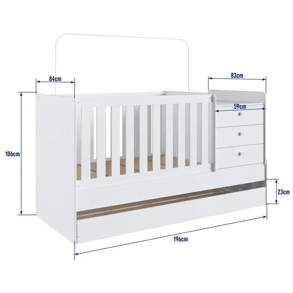 Berço Cama com Auxiliar Branco - Completa Móveis - 3