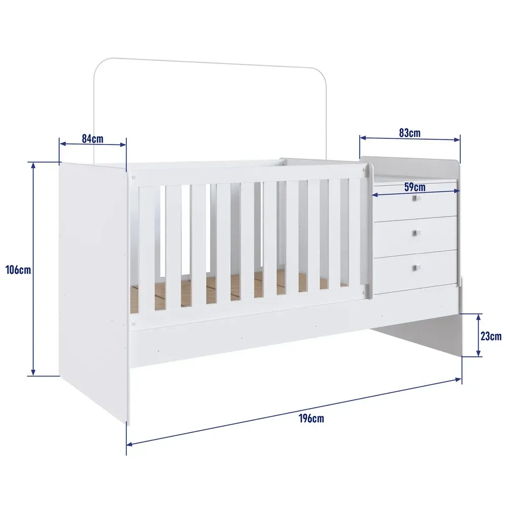 Berço Cama com Cômoda Branco - Completa Móveis - 3