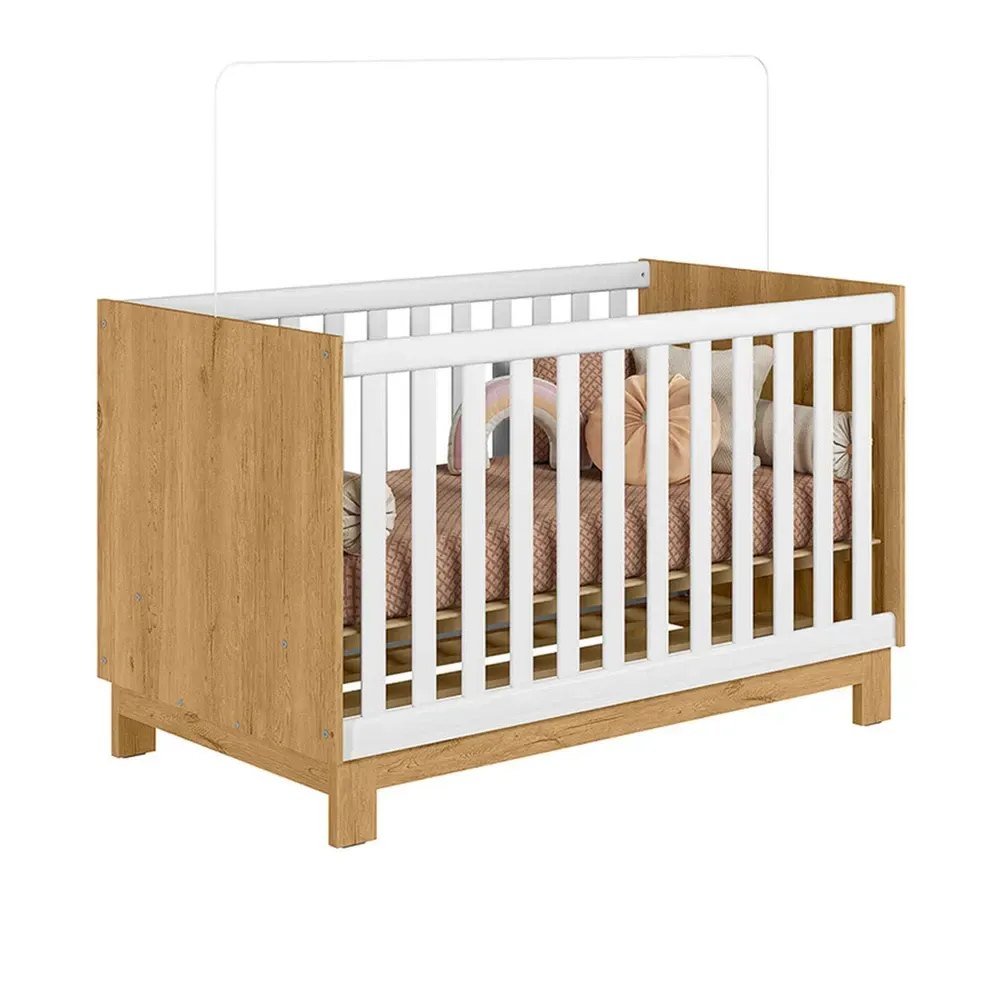 Berço Mini Cama 2 em 1 Encanto Freijó/Branco Acetinado - Qmovi - 2
