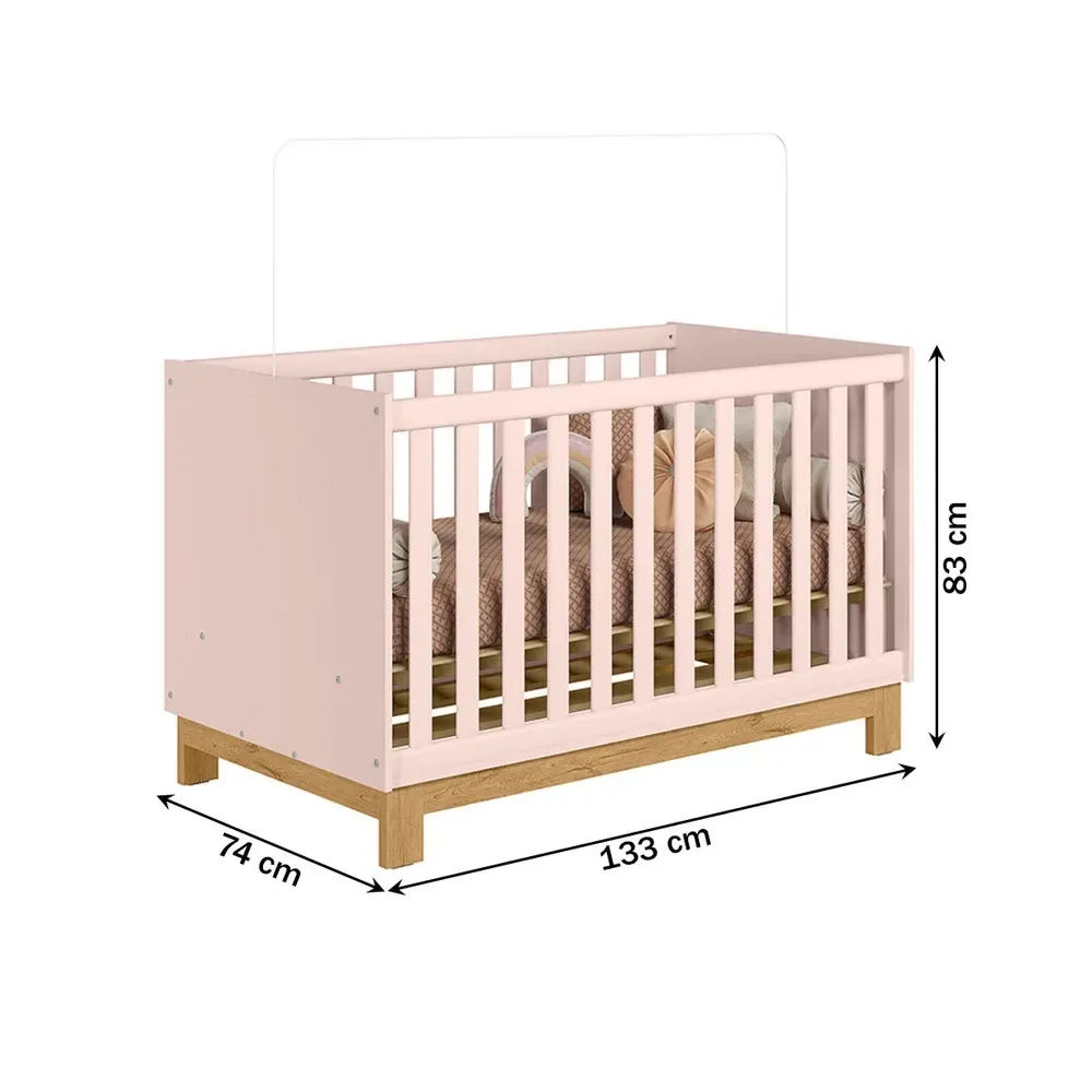 Berço Mini Cama 2 em 1 Encanto Rosa - Qmovi - 3