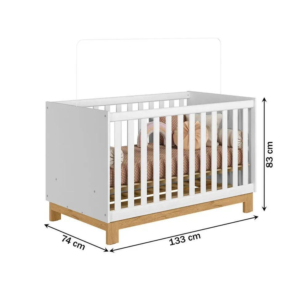 Berço Mini Cama 2 em 1 Encanto Branco Acetinado - Qmovi - 3