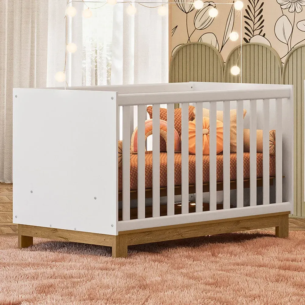 Berço Mini Cama 2 em 1 Encanto Branco Acetinado - Qmovi - 1
