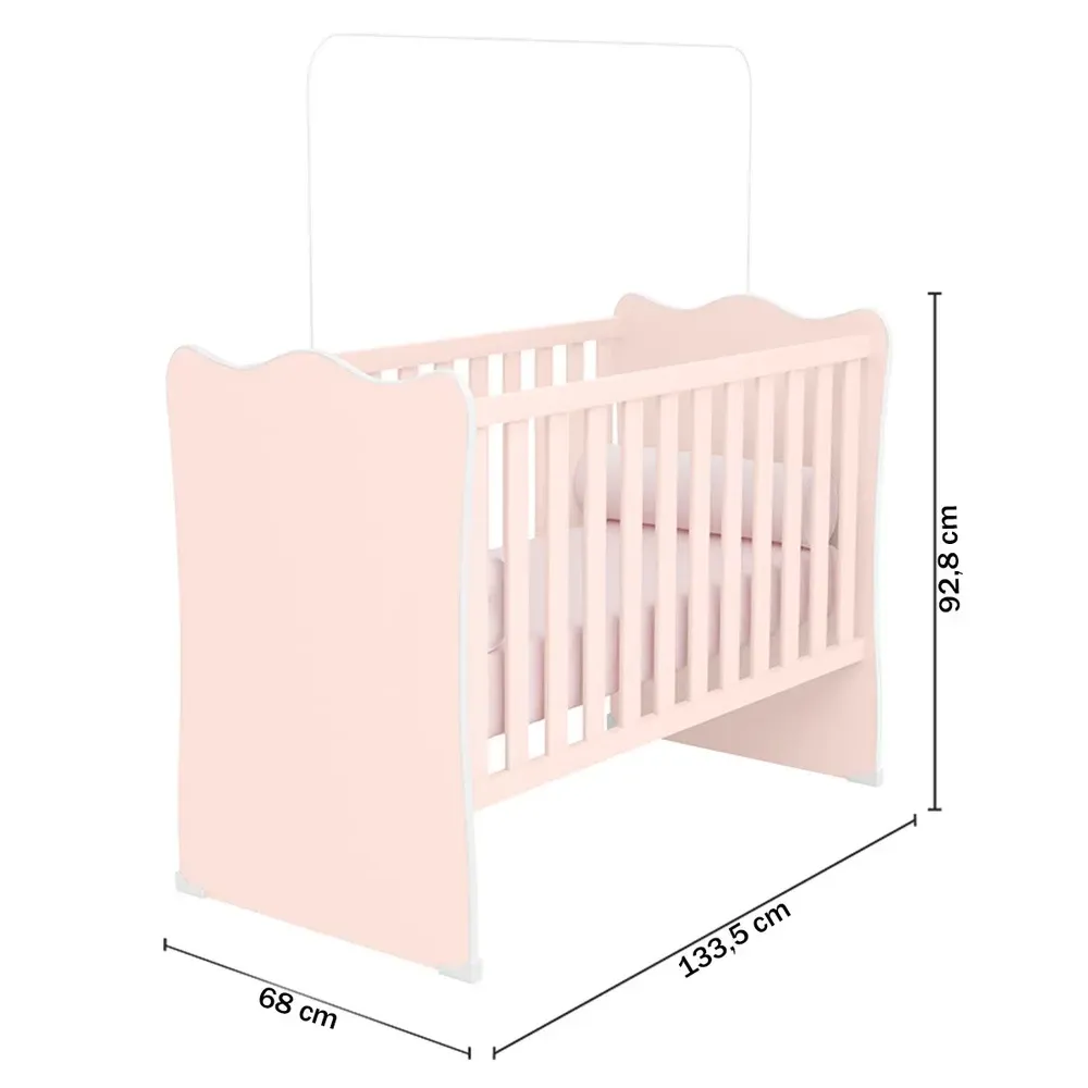 Berço Doce Sonho com Mosquiteiro Rosa Acetinado - Qmovi - 3