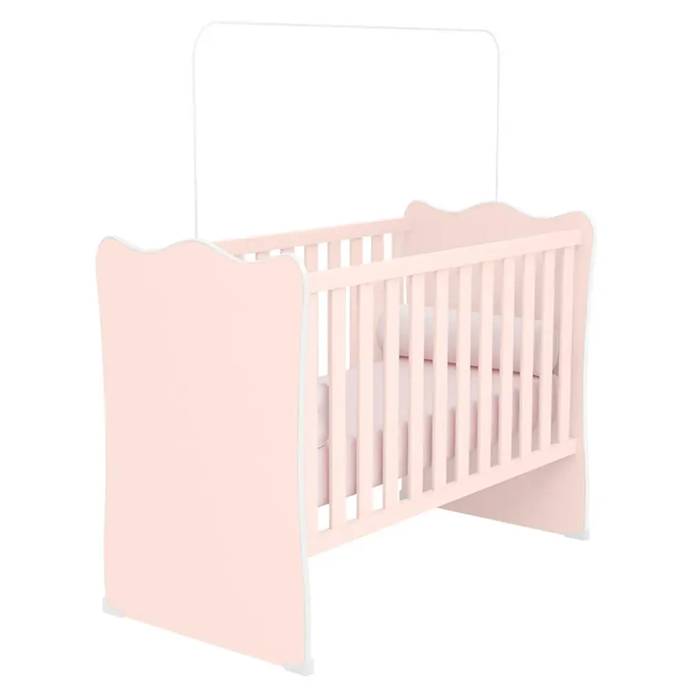 Berço Doce Sonho com Mosquiteiro Rosa Acetinado - Qmovi - 2