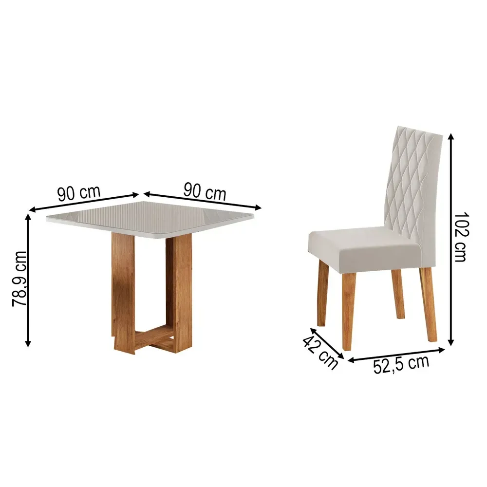 Mesa de Jantar 4 Lugares Magiore Mel/Blonde/Veludo Pastel - Viero Móveis - 3