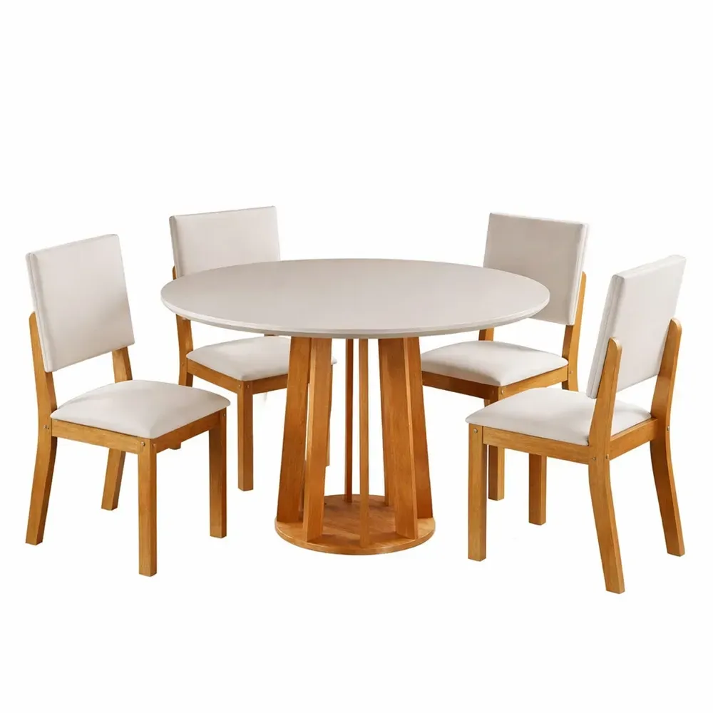 Mesa de Jantar 4 Lugares Alpes com Vidro Mel/Off White/Marfim - Viero Móveis - 2
