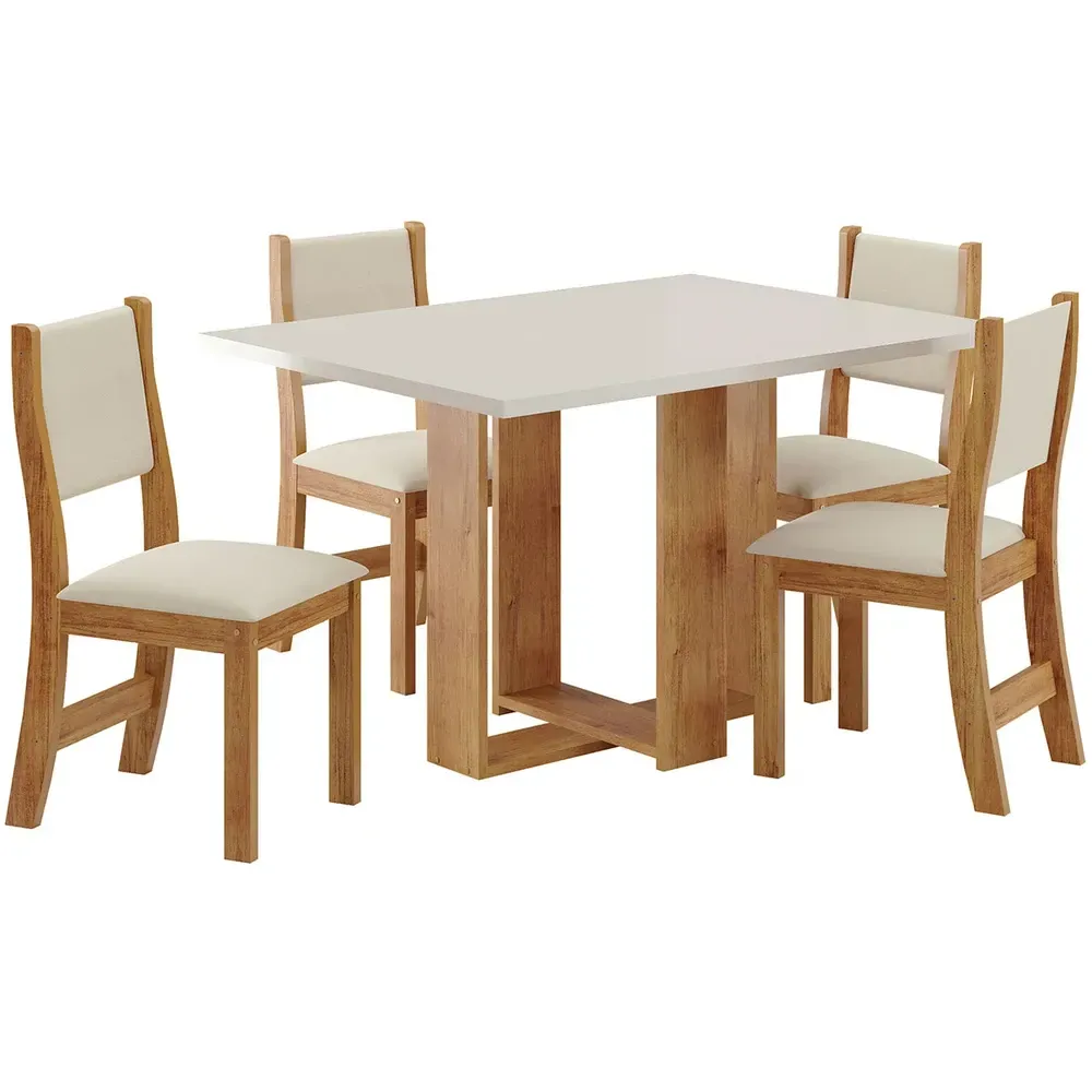 Mesa de Jantar 4 Lugares Juliete Mel/Blonde/Nude - Viero Móveis - 2