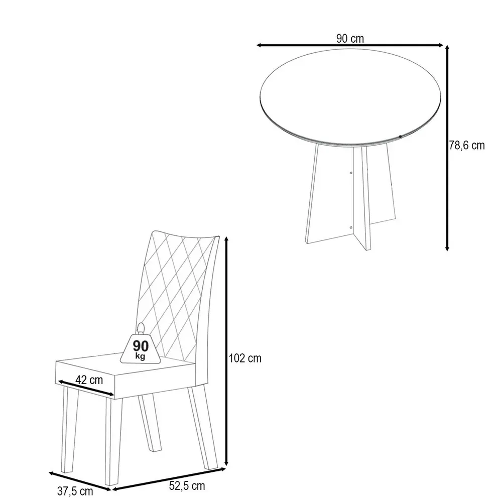 Mesa de Jantar 4 Lugares Volpi com Vidro Mel/Off White/Marfim - Viero Móveis - 3