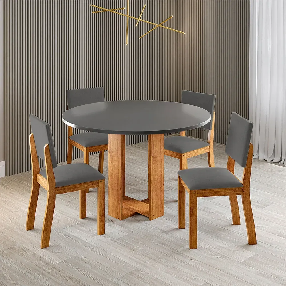 Mesa de Jantar 4 Lugares Fayra Mel/Cinza - Viero Móveis - 1