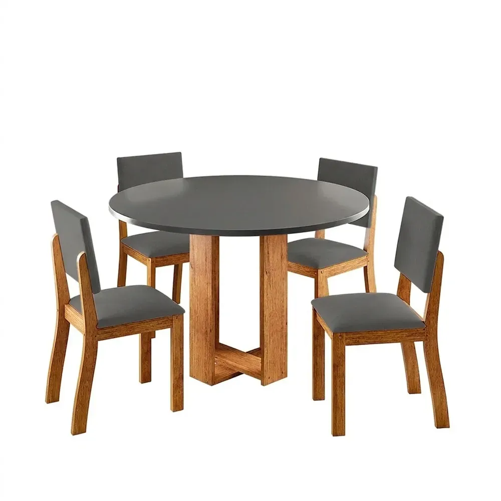Mesa de Jantar 4 Lugares Fayra Mel/Cinza - Viero Móveis - 2
