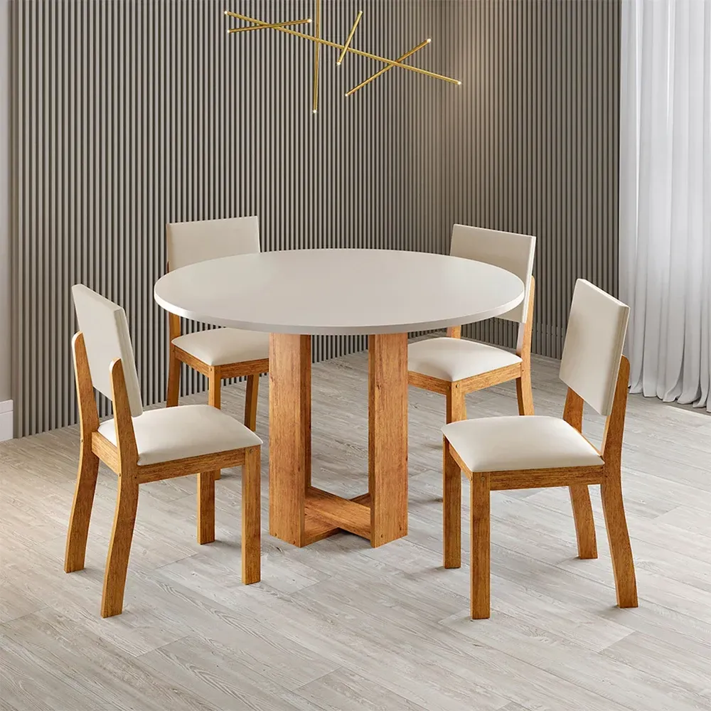 Mesa de Jantar 4 Lugares Fayra Mel/Blonde/Marfim- Viero Móveis - 1