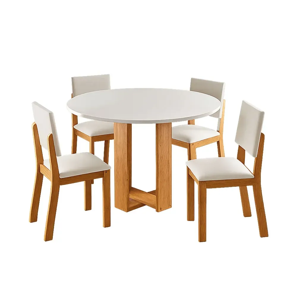 Mesa de Jantar 4 Lugares Fayra Mel/Blonde/Marfim- Viero Móveis - 2