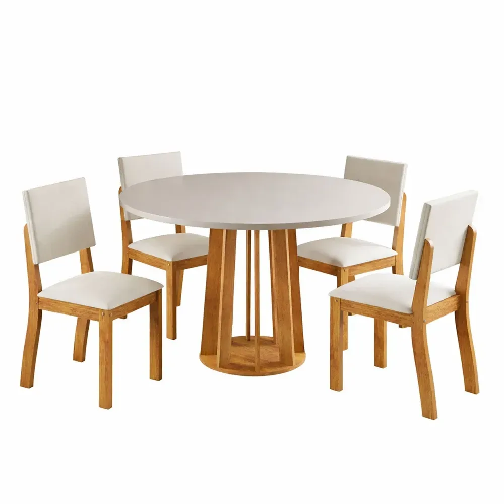 Mesa de Jantar 4 Lugares Darina Mel/Blonde/Marfim - Viero Móveis - 2