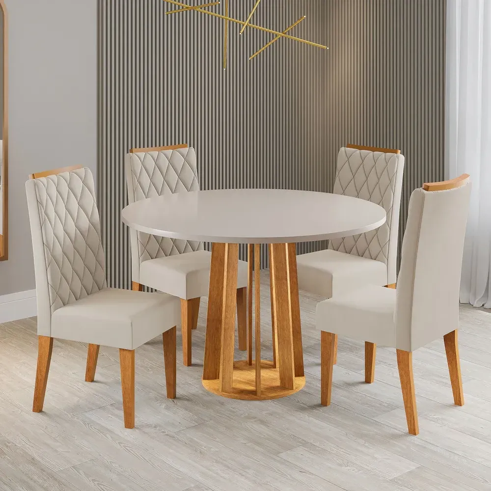 Mesa de Jantar 4 Lugares Valerina Mel/ Blonde/Pastel - Viero Móveis - 1