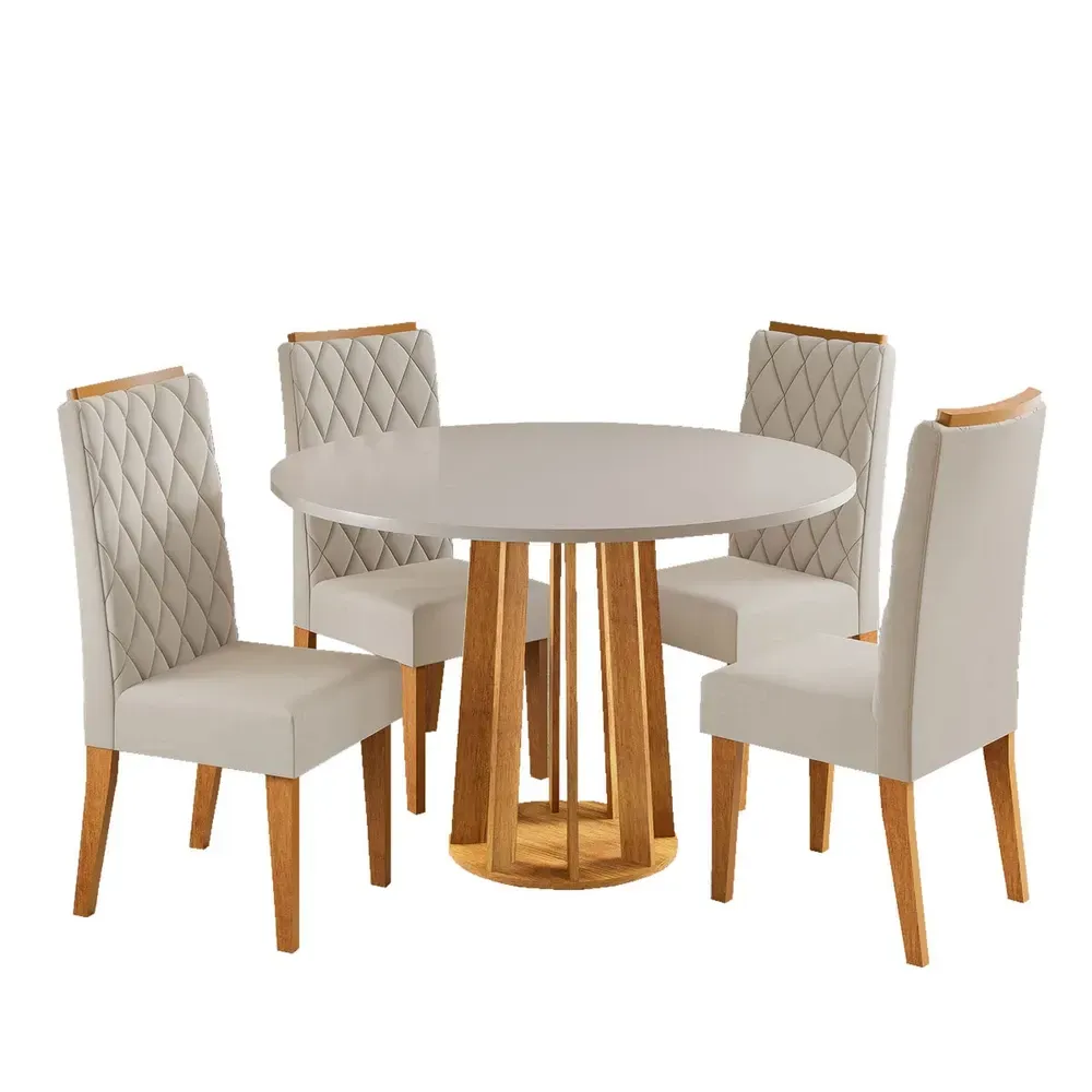 Mesa de Jantar 4 Lugares Valerina Mel/ Blonde/Pastel - Viero Móveis - 2