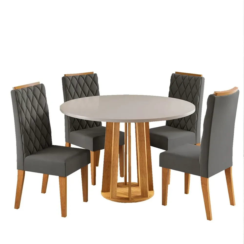 Mesa de Jantar 4 Lugares Valerina Mel/Blonde/Cinza - Viero Móveis - 2