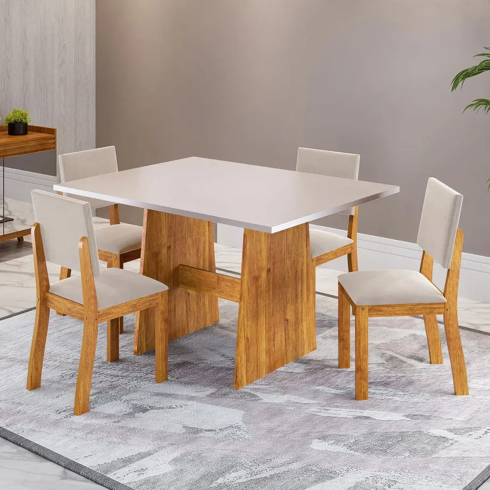 Mesa de Jantar 4 Lugares Monroe Mel/Blonde/Pastel - Viero Móveis - 1
