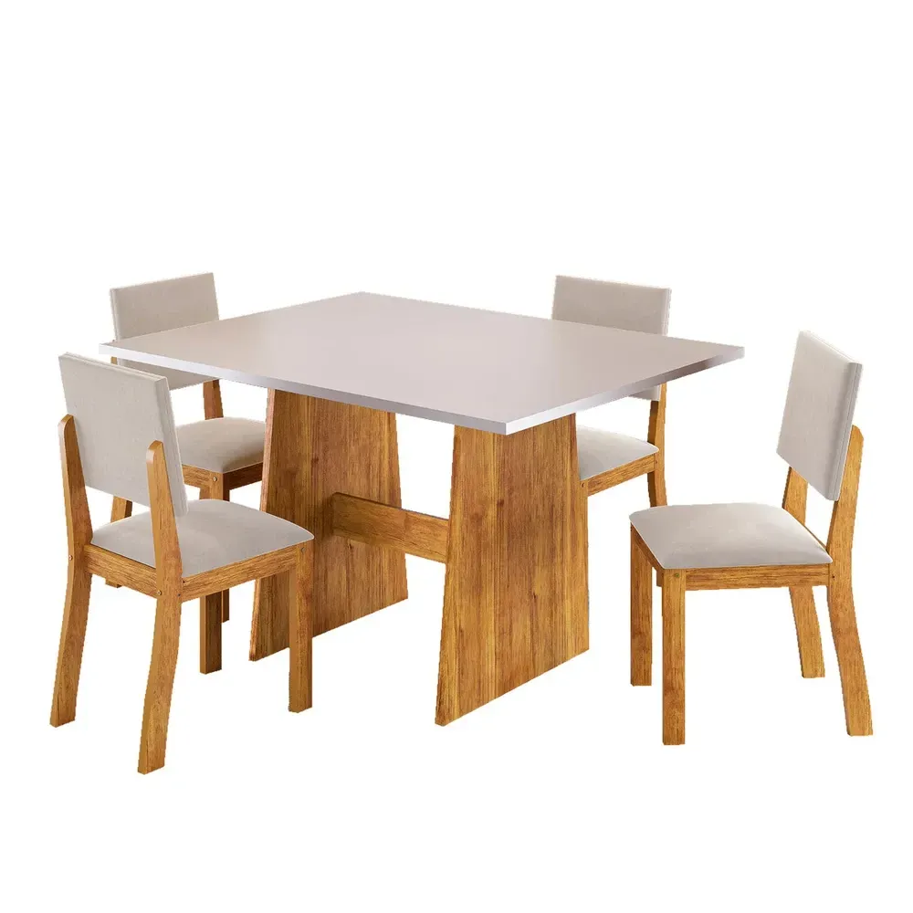 Mesa de Jantar 4 Lugares Monroe Mel/Blonde/Pastel - Viero Móveis - 2