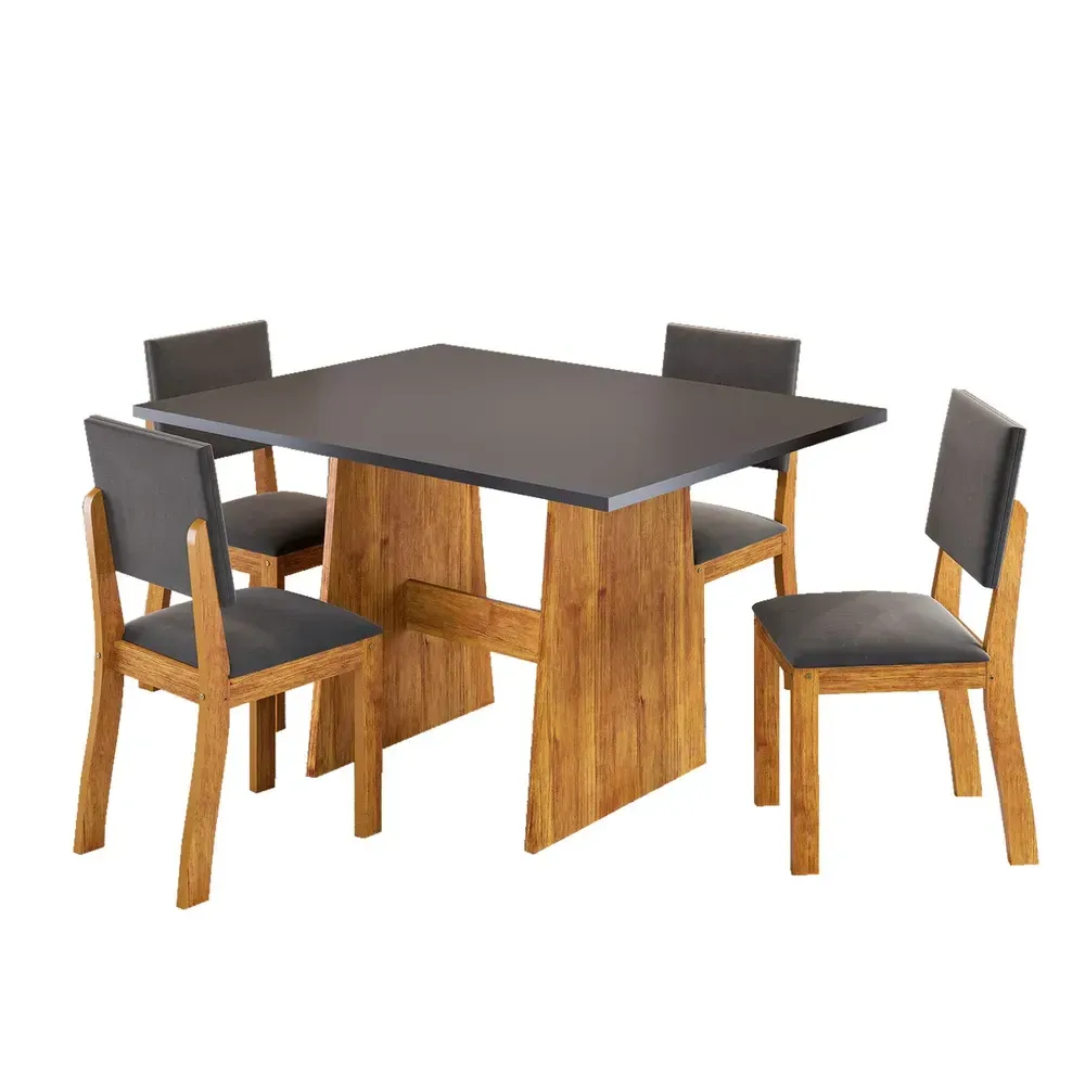 Mesa de Jantar 4 Lugares Monroe Mel/Cinza - Viero Móveis - 2