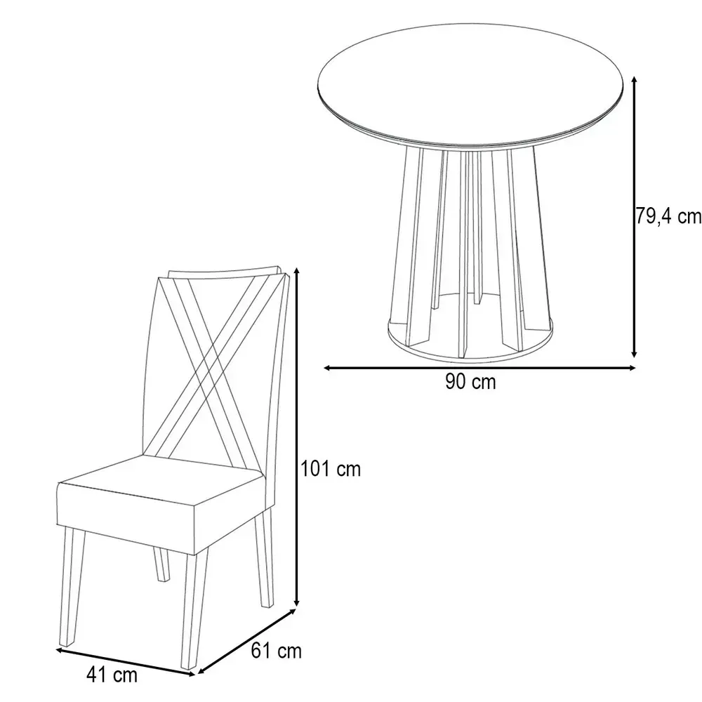 Mesa de Jantar 4 Lugares Finestra com Vidro Mel/Off White/Pastel - Viero Móveis - 3
