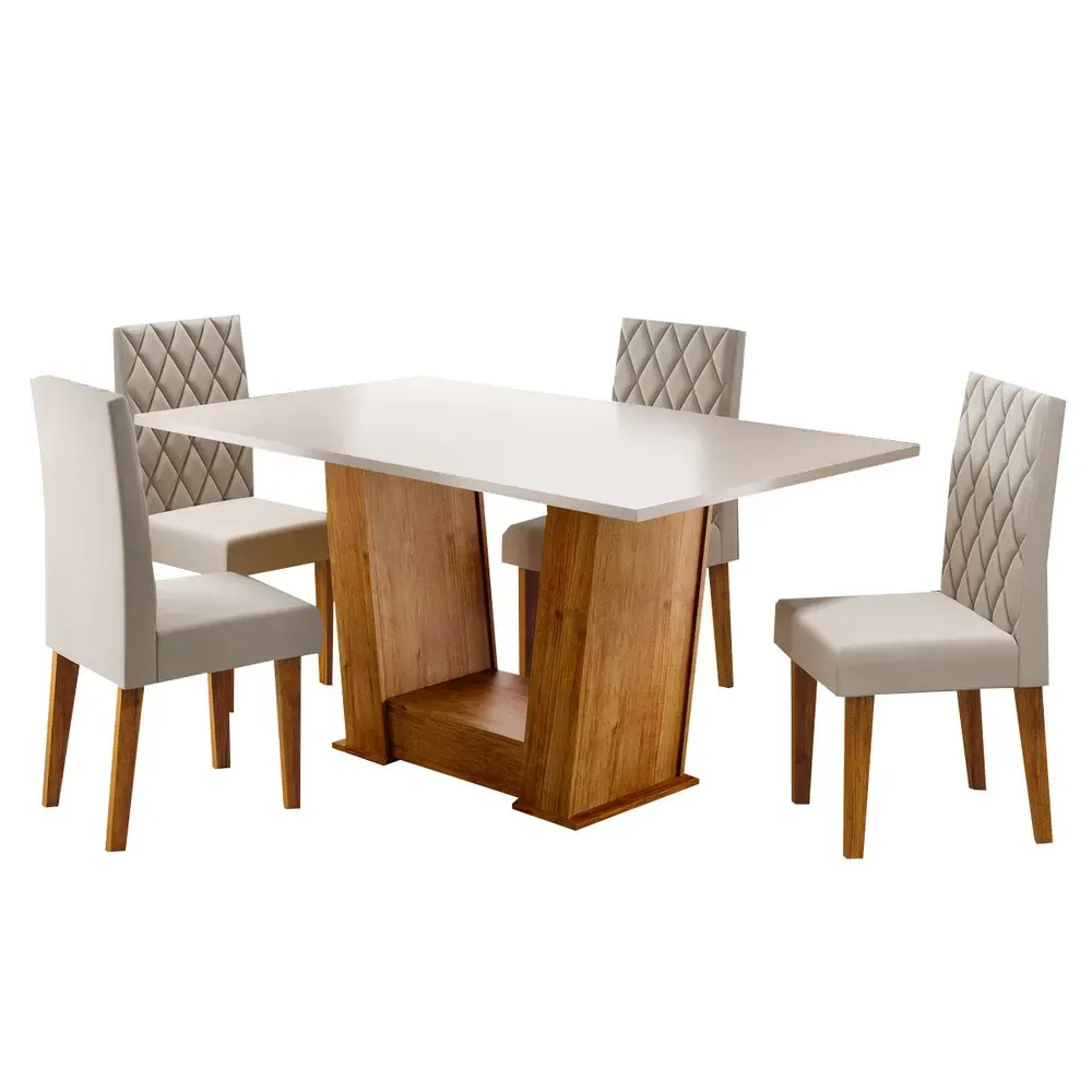 Mesa de Jantar 4 Lugares Floripa Mel/Blonde/Veludo Pastel - Viero Móveis - 2