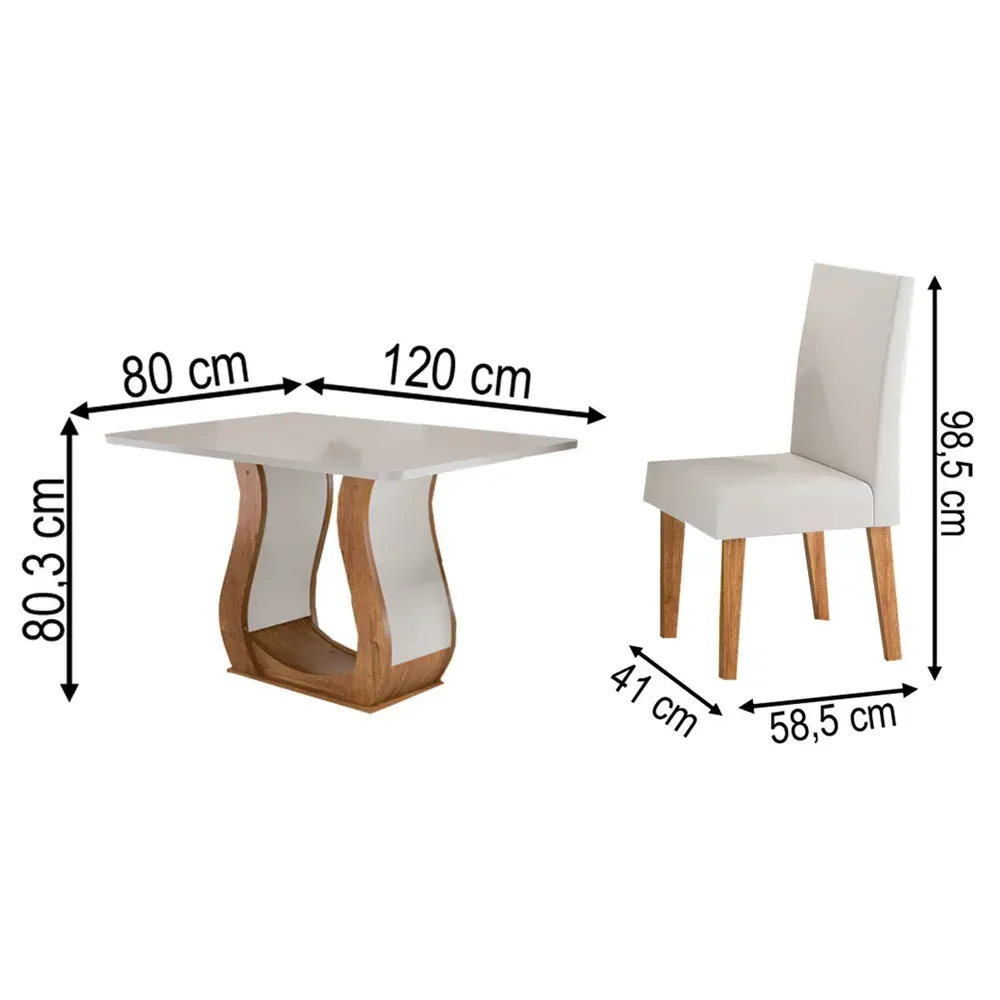 Mesa de Jantar 4 Lugares Amarena Mel/Blonde/Veludo Pastel - Viero Móveis - 3