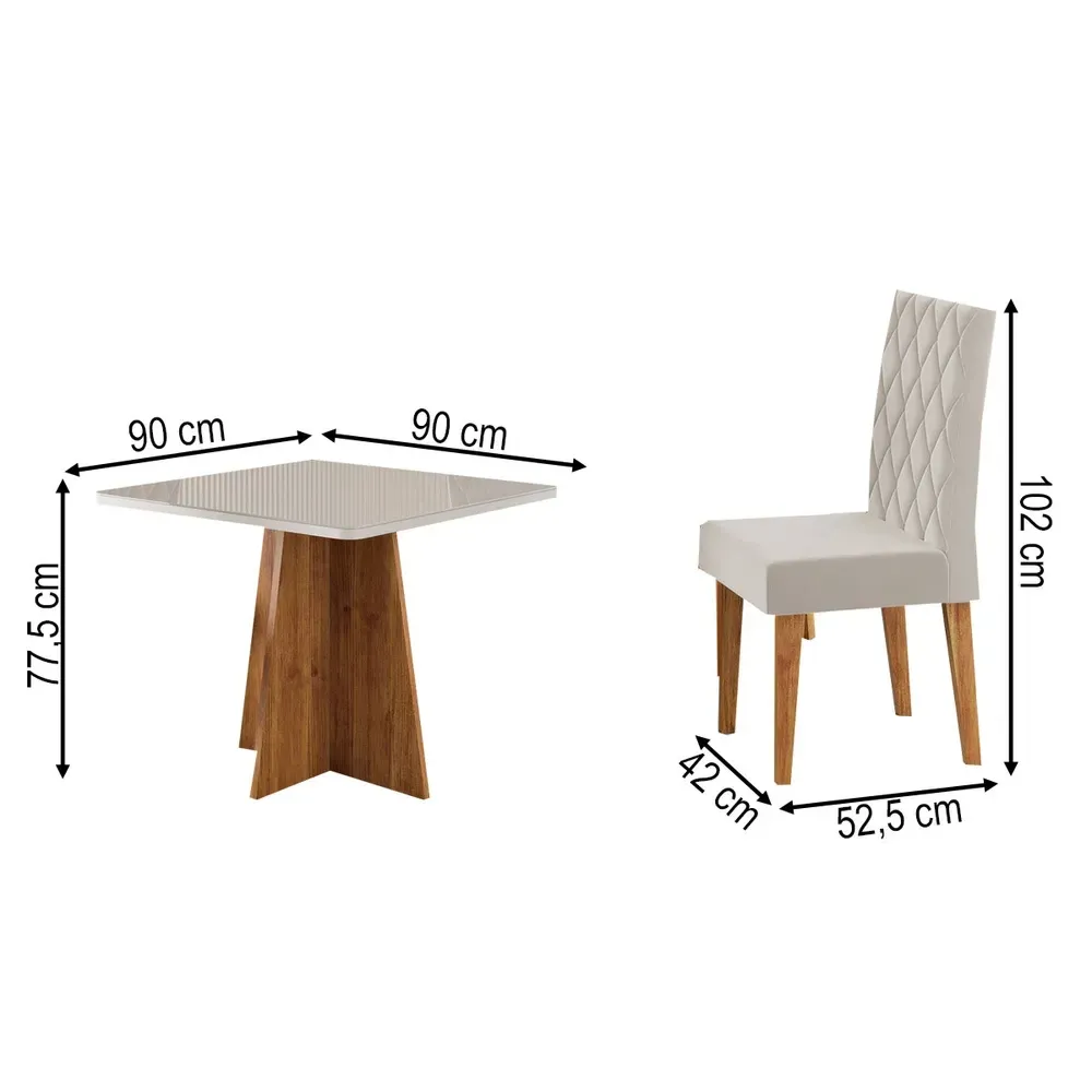 Mesa de Jantar 4 Lugares Evah Mel/Blonde/Veludo Pastel - Viero Móveis - 3