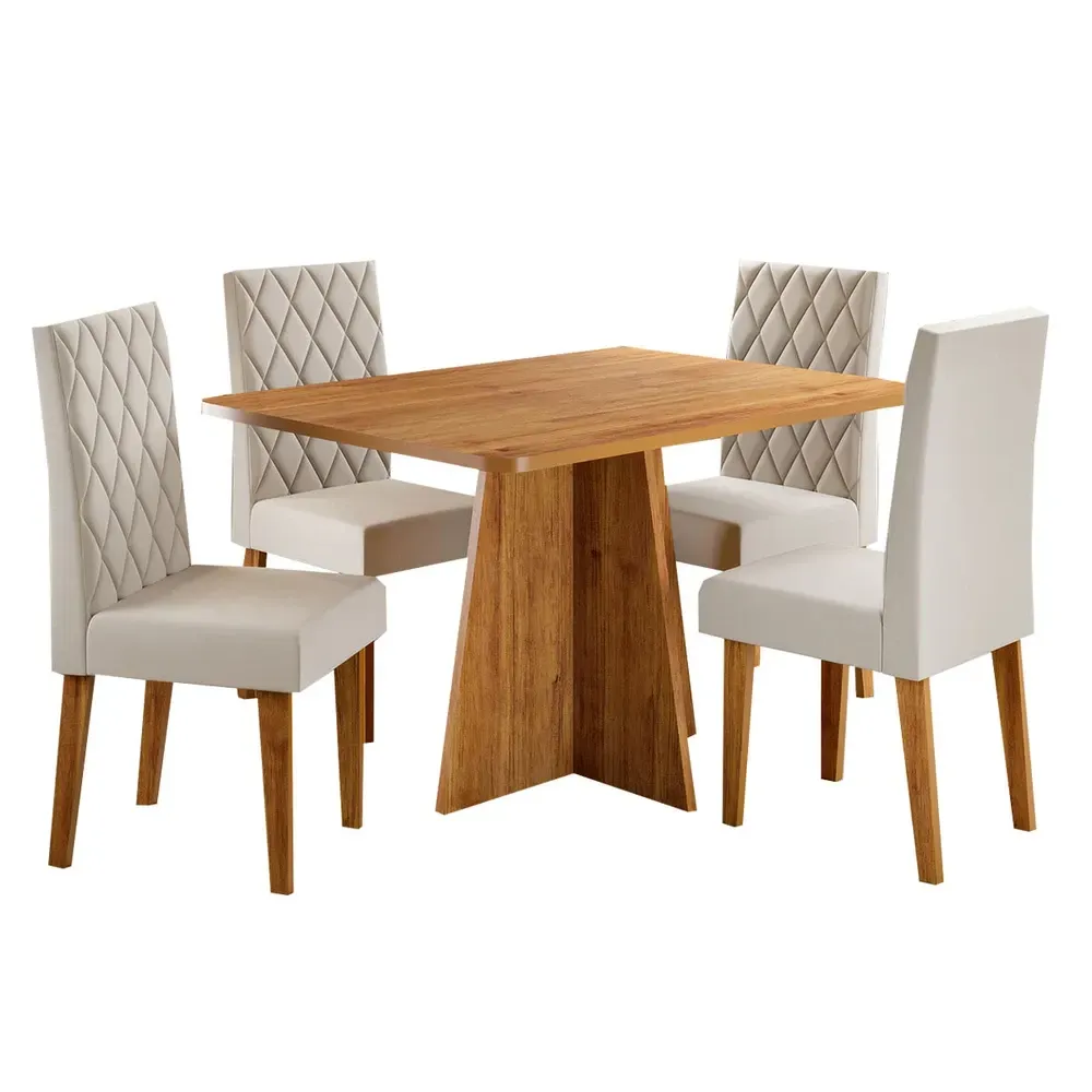Mesa de Jantar 4 Lugares Antonella Mel/Veludo Pastel - Viero Móveis - 2