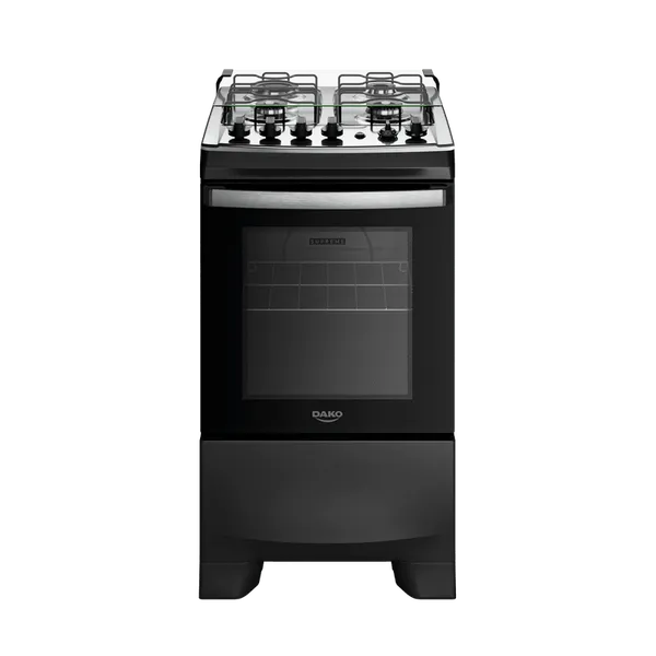 Fogão 4 Bocas Preto com Mesa Inox e Timer Dako Supreme Bivolt