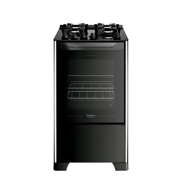 Fogão 4 Bocas Preto com Mesa de Vidro Dako Magister Bivolt