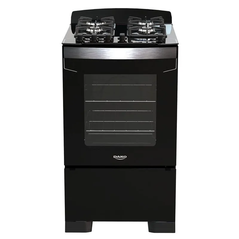Fogão 4 Bocas Preto com Frente em Vidro Preto e Timer Digital Dako Diplomata Grill Bivolt - 1