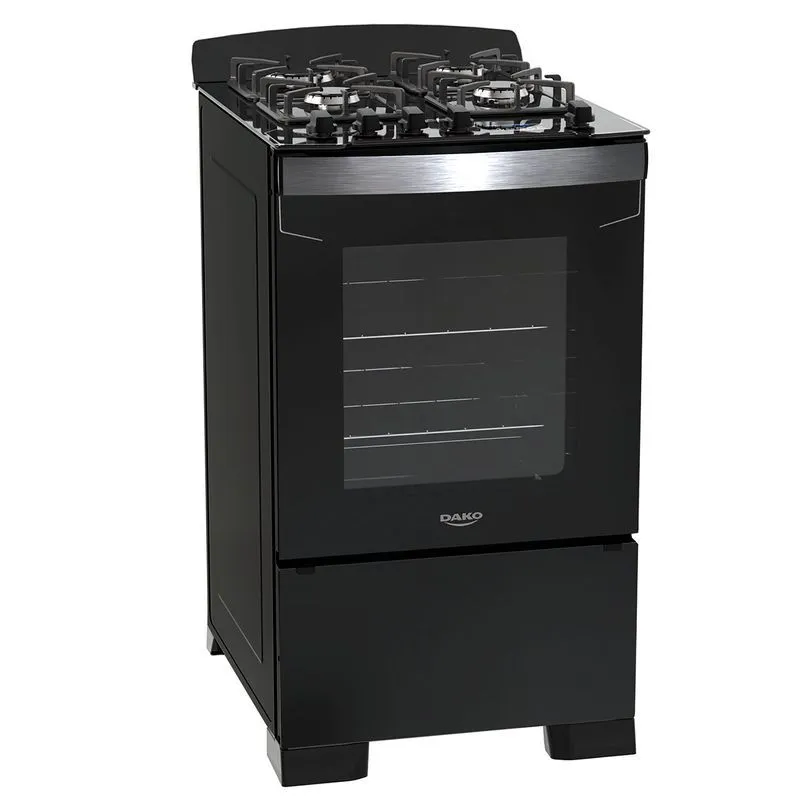Fogão 4 Bocas Preto com Frente em Vidro Preto e Timer Digital Dako Diplomata Grill Bivolt - 2