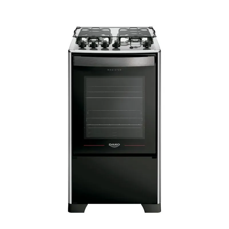 Fogão 4 Bocas Preto com Mesa Inox Dako Magister Bivolt - 1