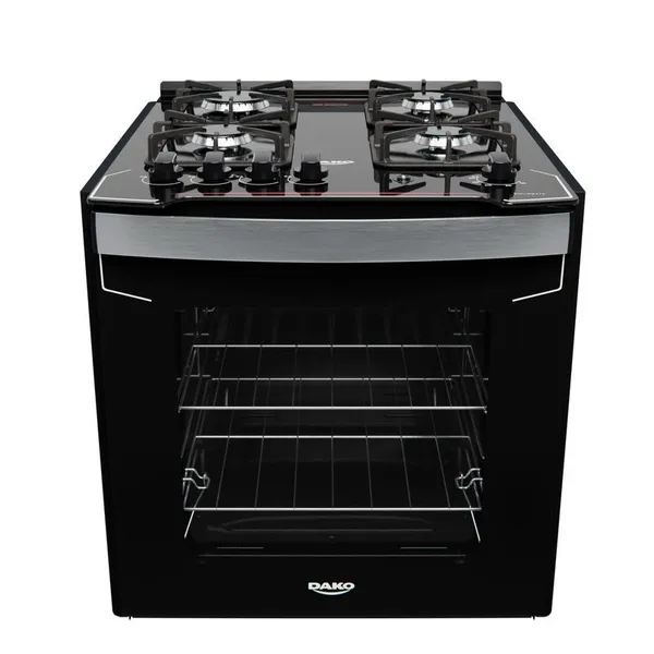 Fogão de Embutir 4 Bocas Preto com Mesa de Vidro Dako Diplomata Bivolt