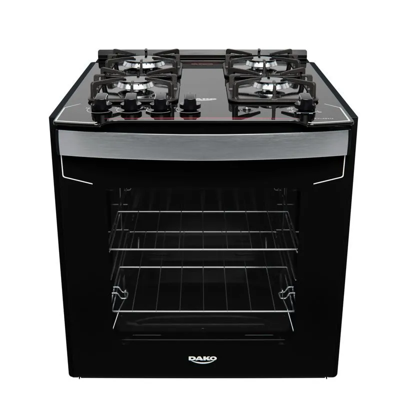 Fogão de Embutir 4 Bocas Preto com Mesa de Vidro Dako Diplomata Bivolt - 1