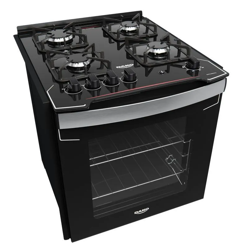 Fogão de Embutir 4 Bocas Preto com Mesa de Vidro Dako Diplomata Bivolt - 2