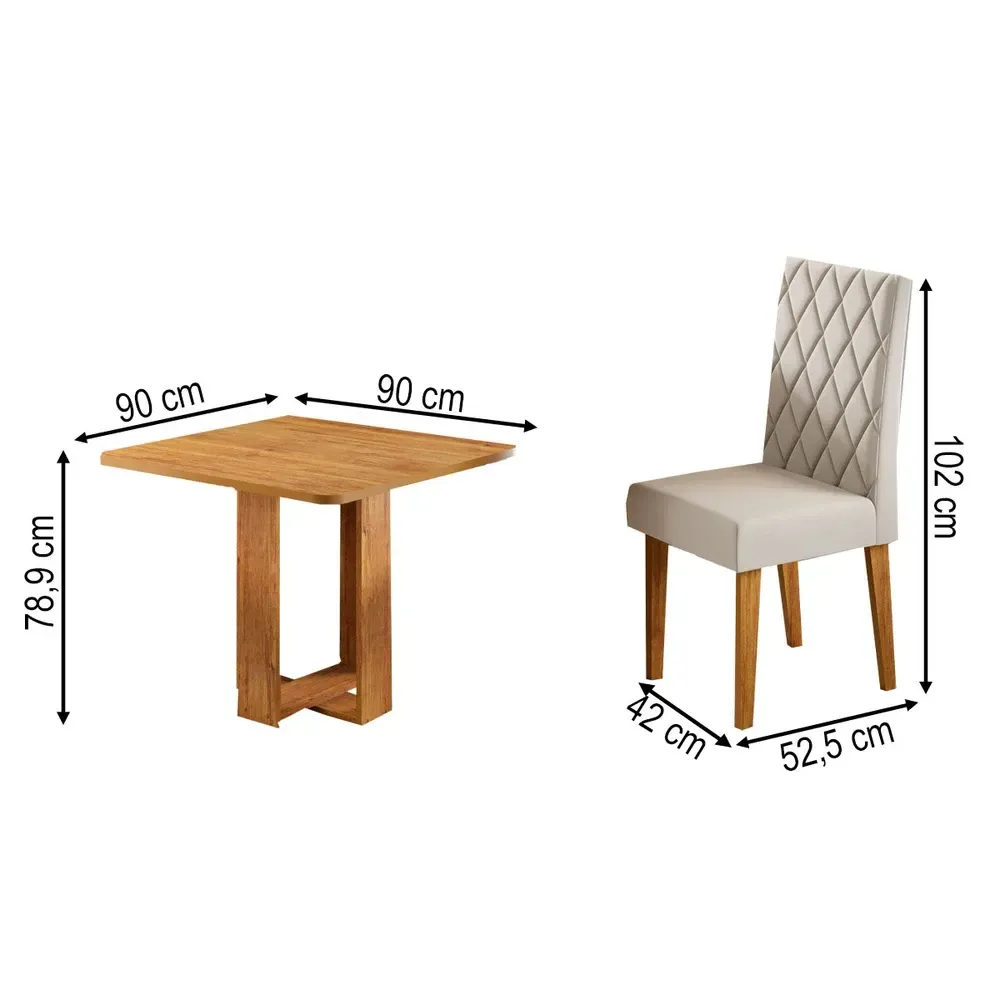 Mesa de Jantar 4 Lugares Magiore Mel/Veludo Pastel - Viero Móveis - 3