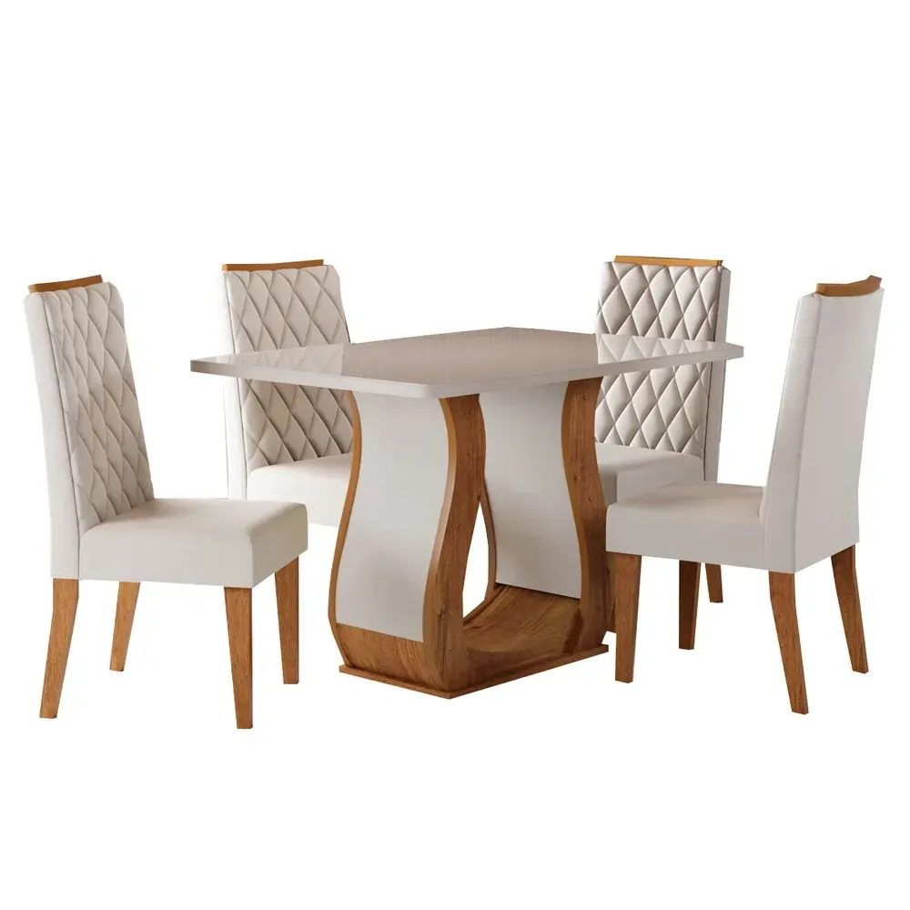 Mesa de Jantar 4 Lugares Lana Mel/Blonde/Veludo Pastel - Viero Móveis - 2