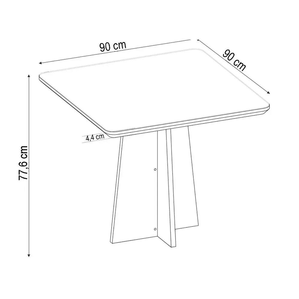 Mesa de Jantar 4 Lugares Venice com Vidro Mel/Bege/Off White - Viero Móveis - 3