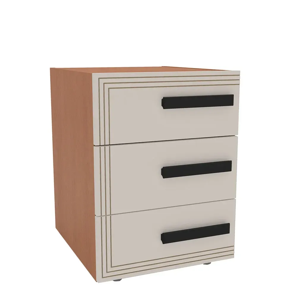 Mesa de Cabeceira Valência 3 Gavetas Creme/Freijó - Politorno - 2