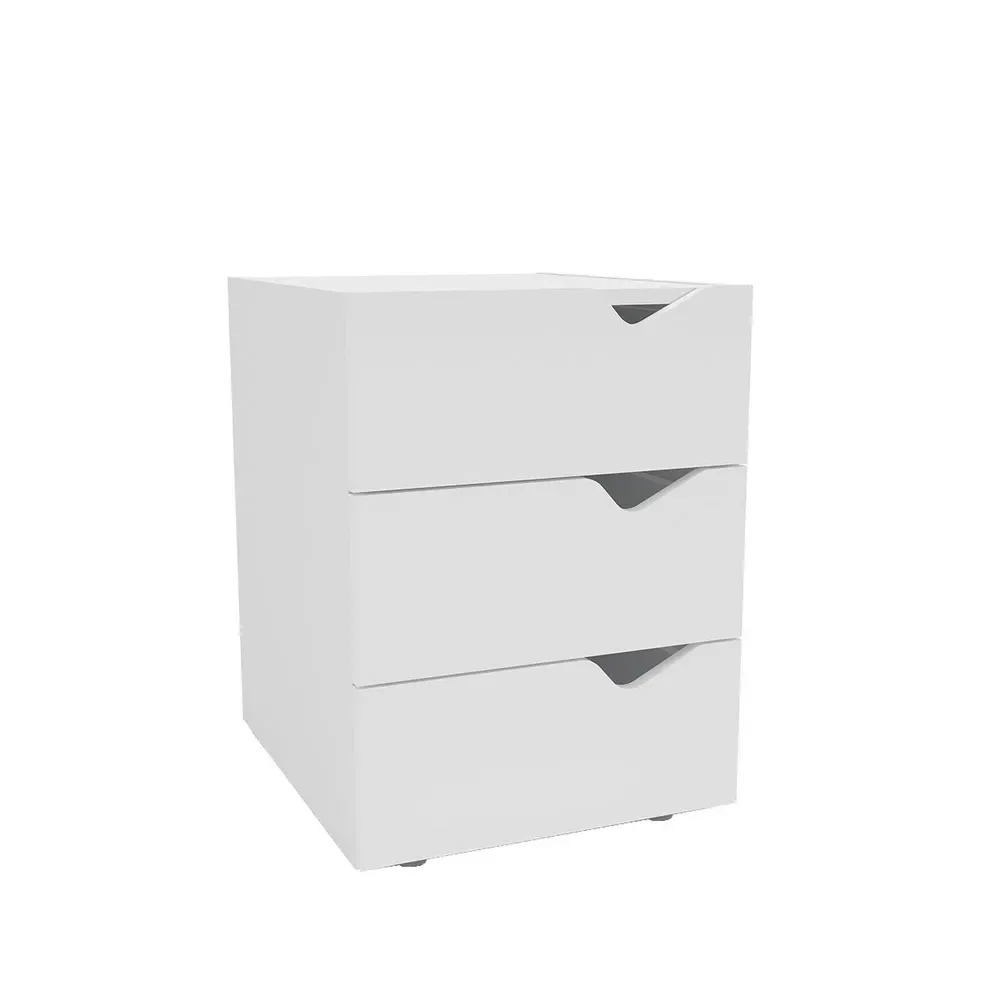 Mesa de Cabeceira Porto 3 Gavetas Branco - Politorno - 2