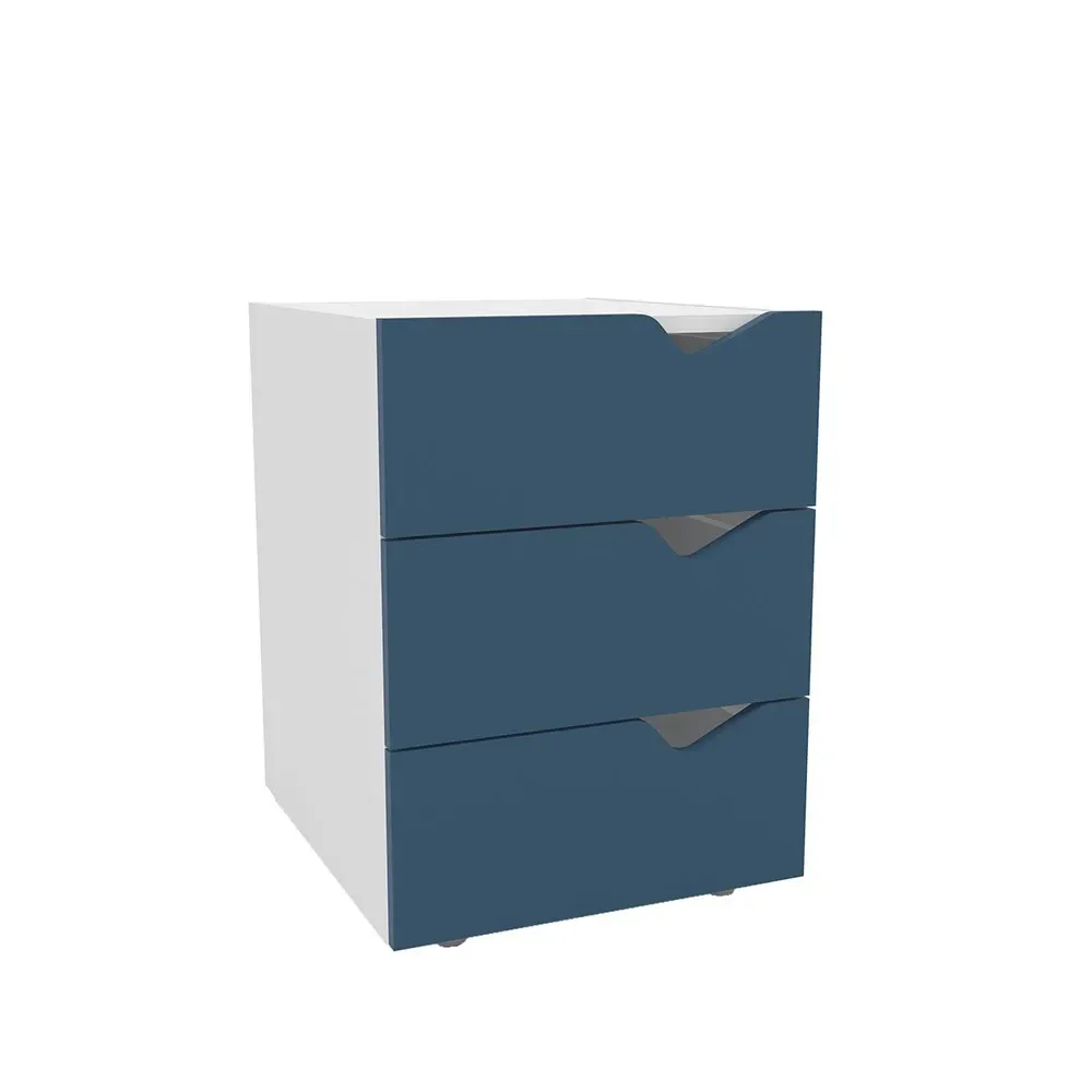 Mesa de Cabeceira Porto 3 Gavetas Azul/Branco - Politorno - 2