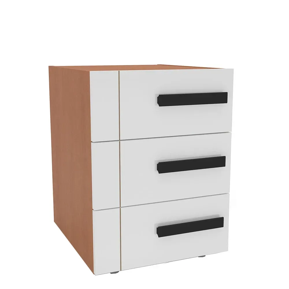 Mesa de Cabeceira Lisboa 3 Gavetas Branco/Freijó - Politorno - 2