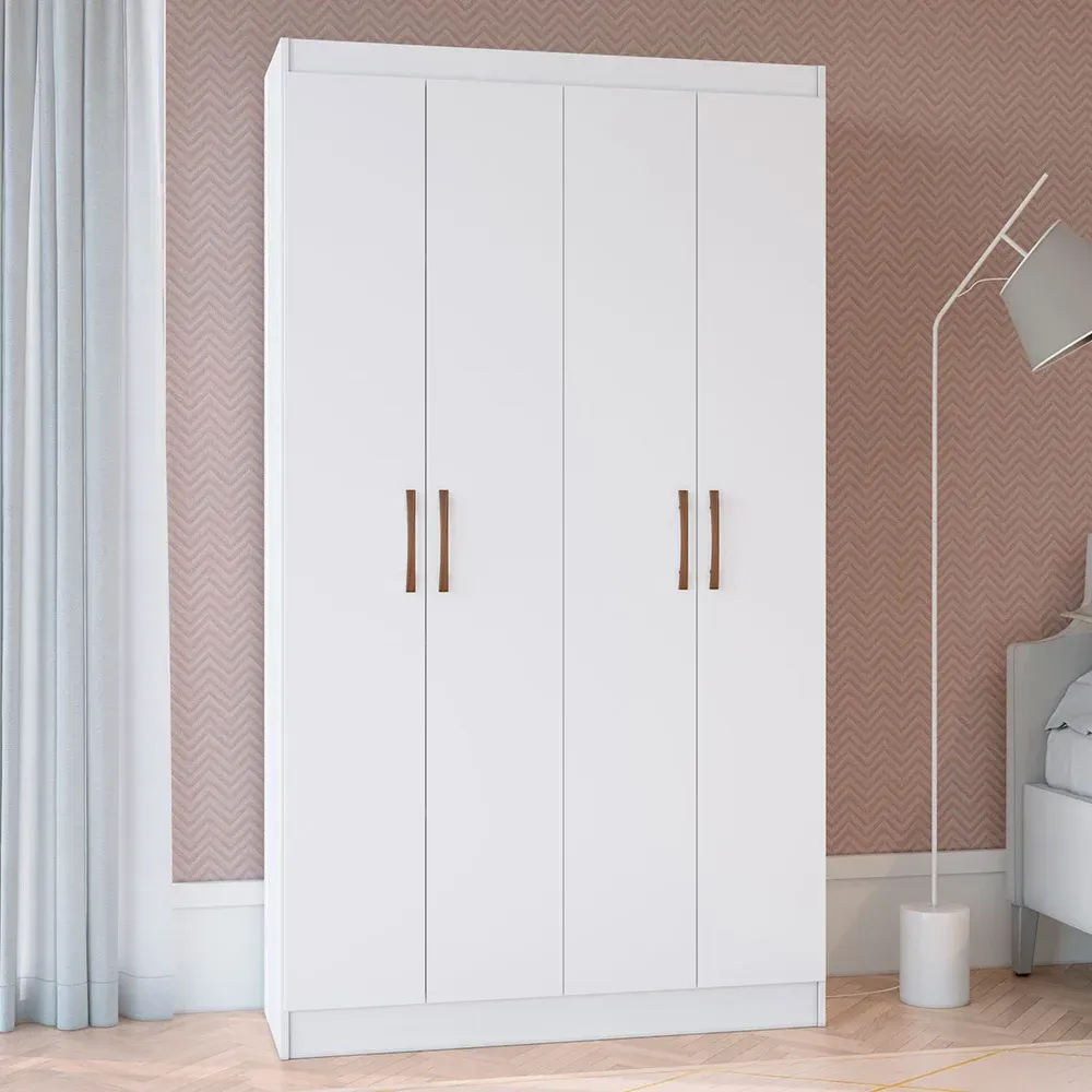Guarda Roupa Solteiro 4 Portas Lyon 8 Prateleiras 40468 Branco - Pnr Móveis - 1